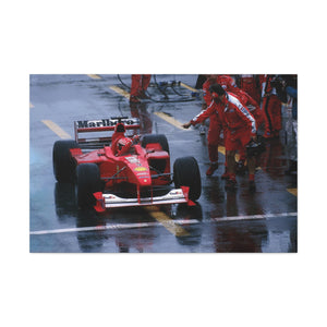 Michael Schumacher Happily Celebrating With His Mechanic