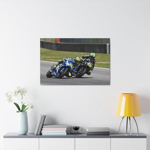 Valentino Rossi and Joan Mir battling for position