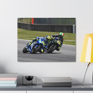 Valentino Rossi and Joan Mir battling for position