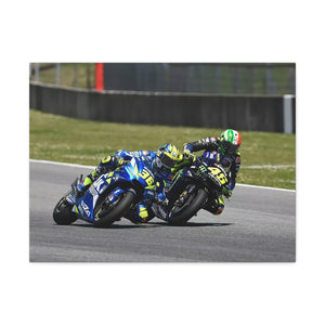 Valentino Rossi and Joan Mir battling for position
