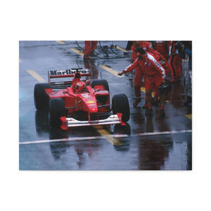 Michael Schumacher Happily Celebrating With His Mechanic