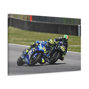 Valentino Rossi and Joan Mir battling for position
