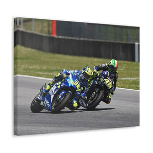 Valentino Rossi and Joan Mir battling for position