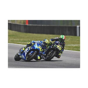 Valentino Rossi and Joan Mir battling for position