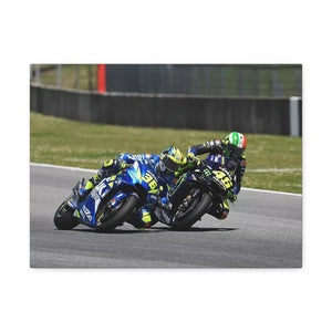Valentino Rossi and Joan Mir battling for position