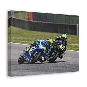 Valentino Rossi and Joan Mir battling for position